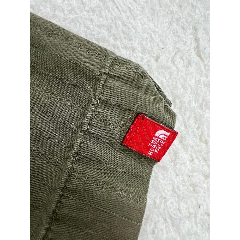 The North Face Mens Green Herringbone Cotton Short Sleeve Button Up Shirt AZ7S M